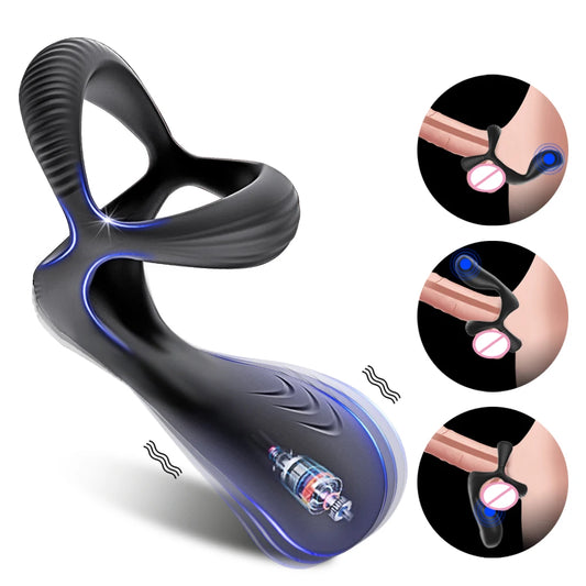 10 Vibrating Modes Male Cock Ring Penis for Men Ejaculation Delay with Perineum Stimulation Cocking Ring Adult Couple Sex Toys