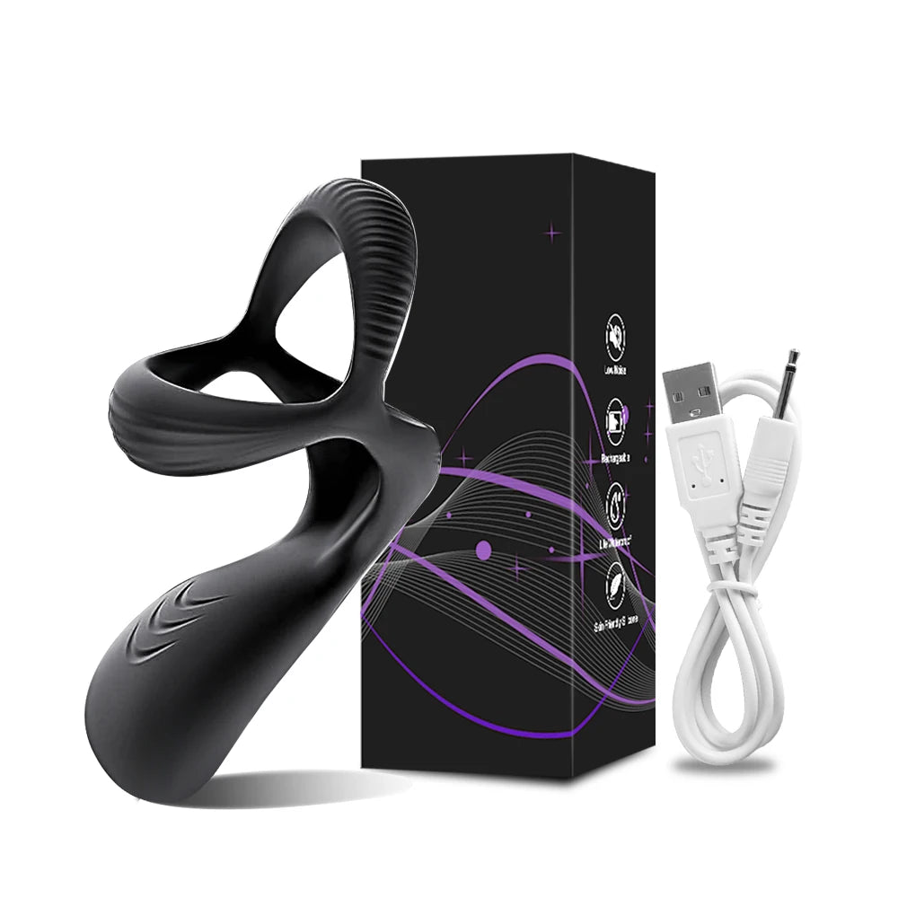 10 Vibrating Modes Male Cock Ring Penis for Men Ejaculation Delay with Perineum Stimulation Cocking Ring Adult Couple Sex Toys